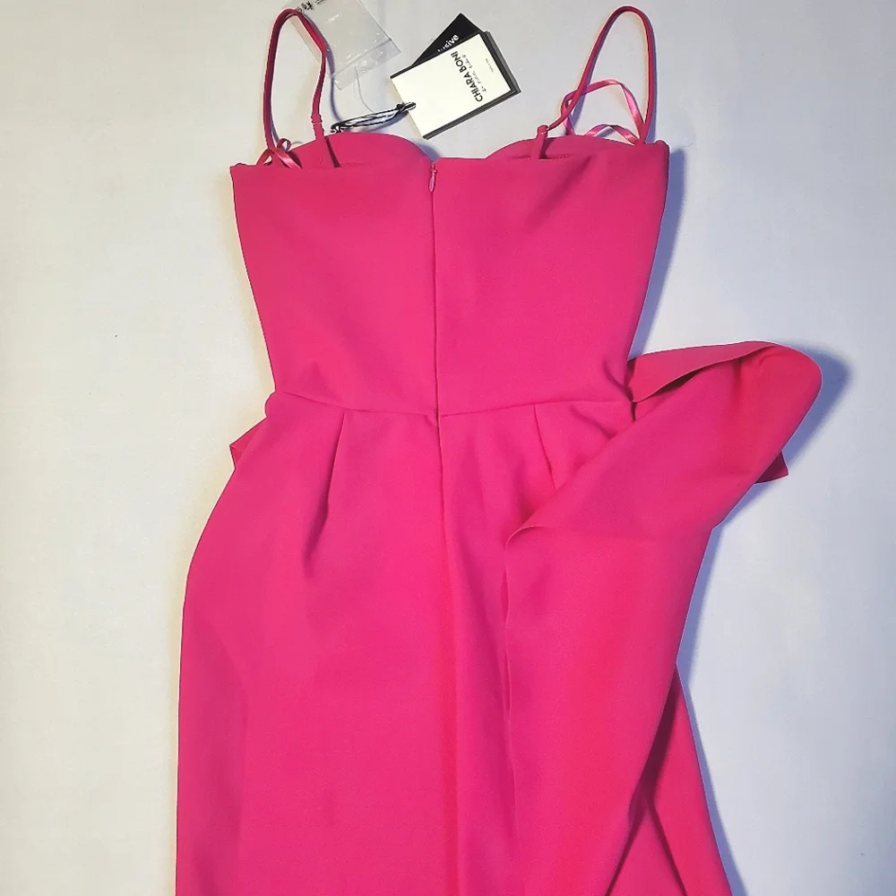 NWT$1,090 Chiara Boni Glicheria Pink Pleated Strapless Ruffle Gown Dress Sz 4 - Picture 14 of 16